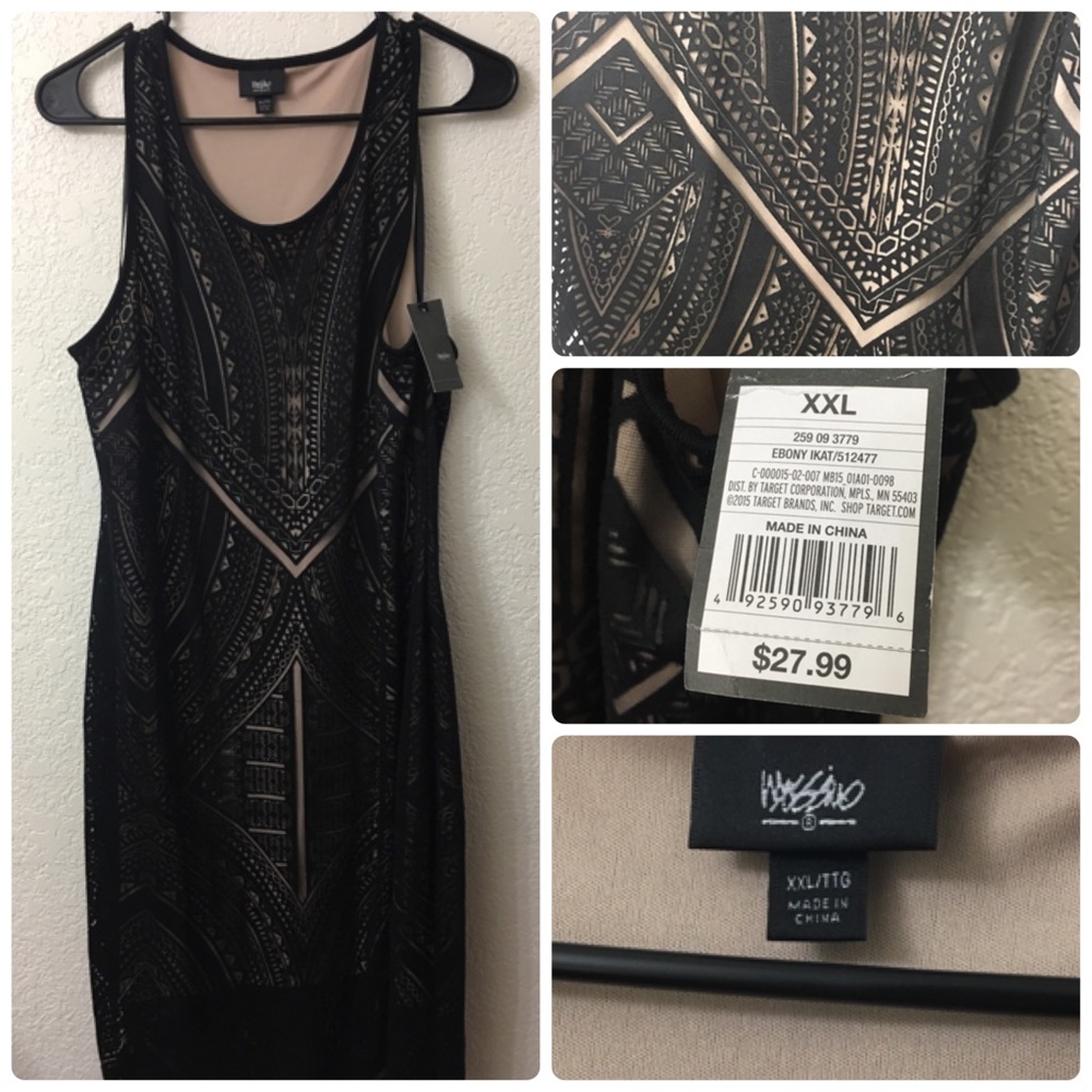 XXL Black lace over nude Mossimo dress.